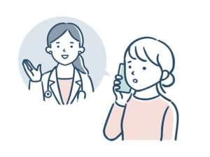 歯科医院に電話で相談する女性のイラスト