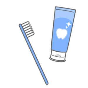普通の歯ブラシと歯みがき粉のイラスト