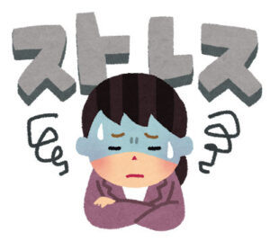 ストレスで気分が落ち込む女性のイラスト